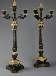 Pair 19thc French Régence Style Bronze Candelabra