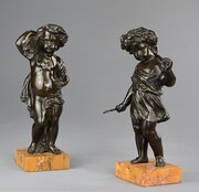 Pair 19thc Bronze Putti In The Manner Of Clodion