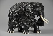 Rare 19thc Finely Carved Ceylonese Ebony Elephant