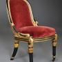 Rare English Regency ebonised and gilt side chair