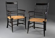 Rare Pair Of 19thc ‘His’ & ‘Hers’ Sussex Armchairs