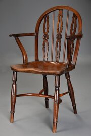 Superb 19thc Yew Wood Prior Windsor Armchair