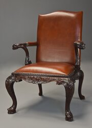 Superb George II Style Leather Gainsborough Chair