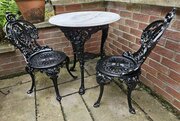 Attractive Marble Topped Cast-iron Bistro Set