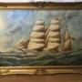 19th Oil Painting Norwegian Schooner Sailing Ship 
