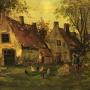 Barbizon School Landscape Oil Paintings  French Rural Farmyard genre paintings on board