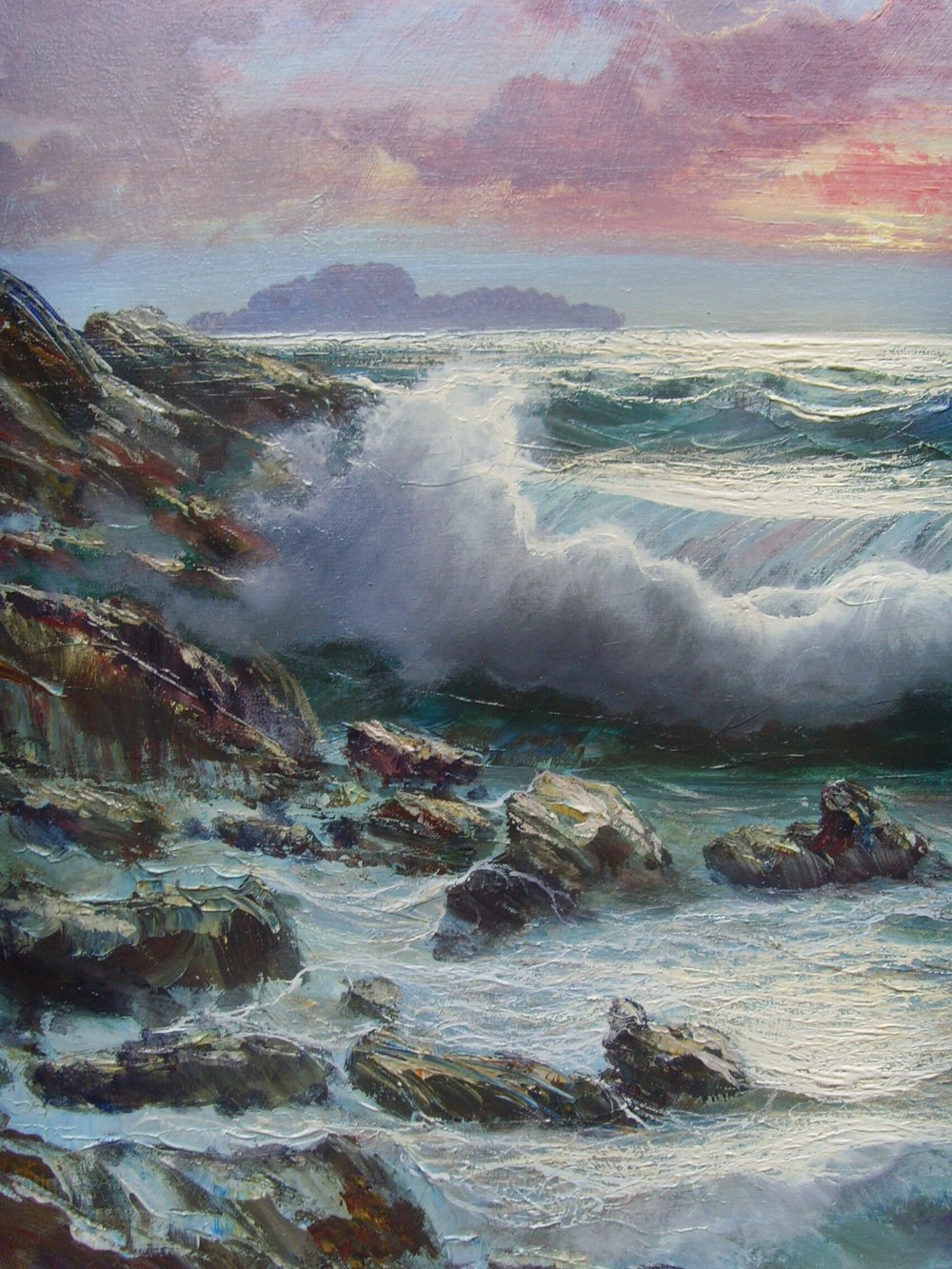 Antiques Atlas - Huge Seascape Oil Painting White Water Sea Waves