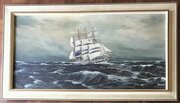 Huge Marine Seascape Cutty Sark Signed Oil Painting 
