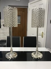 Silver Plated Bohemian Crystal Table Lamps For Candle
