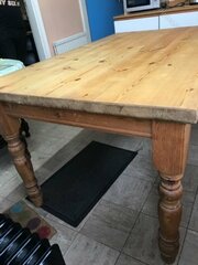 Pine Farmhouse Kitchen Dining Table Seats 6 People
