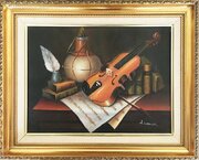 Violin Oil Painting On Canvas Musical Instruments
