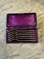 Russian Niello Silver Spoons Stepan Levin Moscow