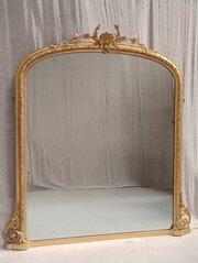 Large Antique Gilt Overmantle Wall Mirror C1870