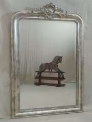Large Antique French Silver Gilt Wall Mirror C1880