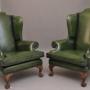 Large pair of early 20th Century walnut wingback a