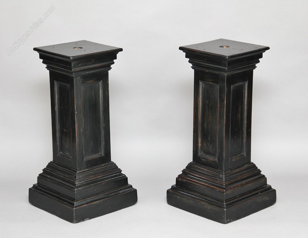 Pair Ebonised Pedestals Antiques Atlas