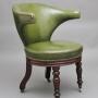 19th Century mahogany & green leather desk chair