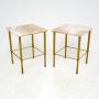 1950s Pair of Vintage Marble & Brass Side Tables