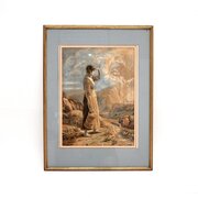 Antique 19th Century Pastoral Watercolour Painting