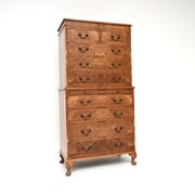 Antique Burr Walnut Chest On Chest Of Drawers