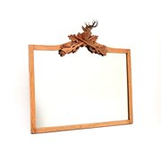 Antique Carved Oak Stag Mounted Mirror