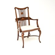 Antique Edwardian Inlaid Mahogany Armchair