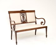 Antique Edwardian Inlaid Mahogany Settee