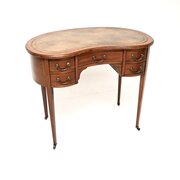 Antique Edwardian Mahogany Leather Top Kidney Desk