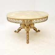Antique French Brass And Onyx Coffee Table