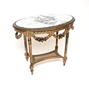 Antique French Carved Gilt Wood Marble Top Table
