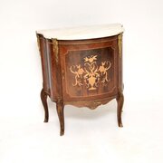 Antique French Inlaid Marquetry Marble Top Cabinet