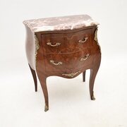 Antique French Inlaid Marquetry Marble Top Chest