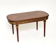 Antique French Inlaid Walnut Ormolu Coffee Table