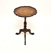 Antique Georgian Style Walnut Leather Wine Table
