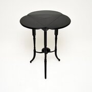 Antique Irish Ebonised Drop Leaf Side Table