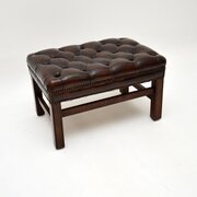leather and mahogany stool Antique Leather and Mahogany Stool