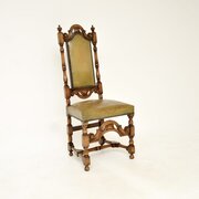 Antique Leather And Oak Side / Desk Chair