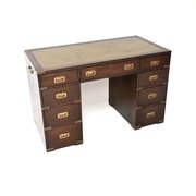 Antique Mahogany Leather Top Campaign Desk