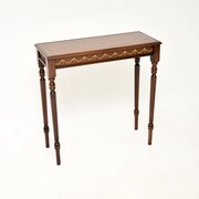 Antique Mahogany Leather Top Console  Side Table