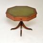 Antique Mahogany Leather Top Octagonal Drum Table