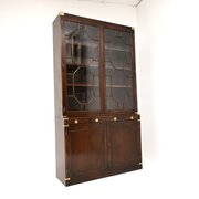 Antique Military Campaign Style Mahogany Bookcase