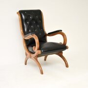 Antique Regency Period Leather Slipper Armchair