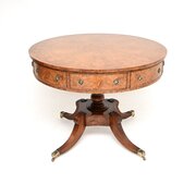 Antique Regency Style Burr Walnut Drum Table