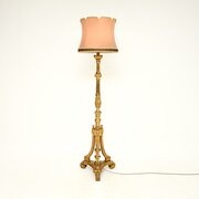 Antique Victorian Gilt Wood Floor Lamp