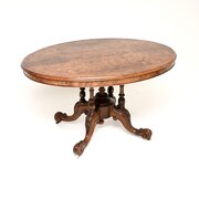 Antique Victorian Inlaid Burr Walnut Loo Table