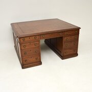 Antique Victorian Leather Top Partners Desk