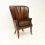 Antique Victorian Leather Wing Armchair