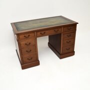 Antique Victorian Mahogany Leather Top Desk