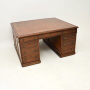 Antique Victorian Mahogany Leather Top Desk