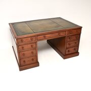 Antique Victorian Mahogany Leather Top Desk